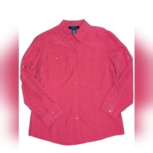 Men's Red Button-Up Shirt Jones Wear Sport Size L
